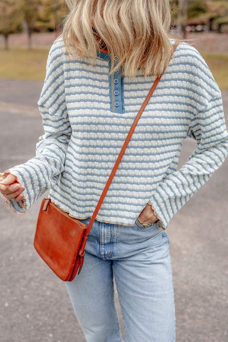 Coastal Stripes Henley Sweater