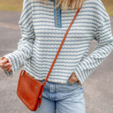  Coastal Stripes Henley Sweater