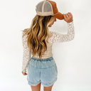  Lace Whispers Mock Neck Top