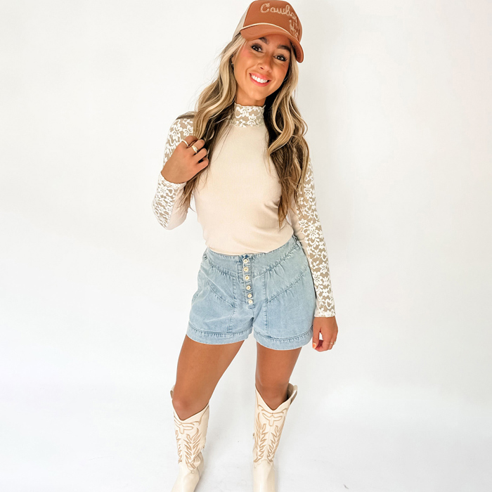 Lace Whispers Mock Neck Top