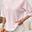  Pink Popcorn Textured Stripe Tee