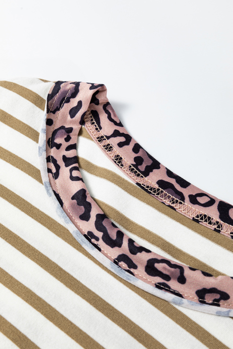Leopard Trim Stripe Tee