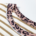  Leopard Trim Stripe Tee