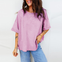  Vintage Purple Oversized Raw Hem Tee