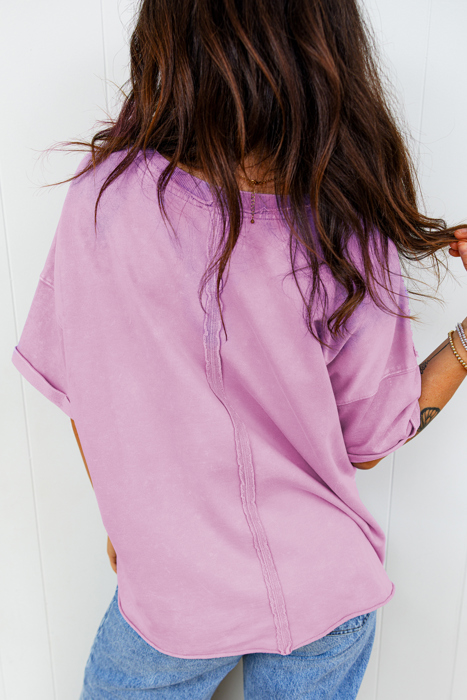 Vintage Purple Oversized Raw Hem Tee