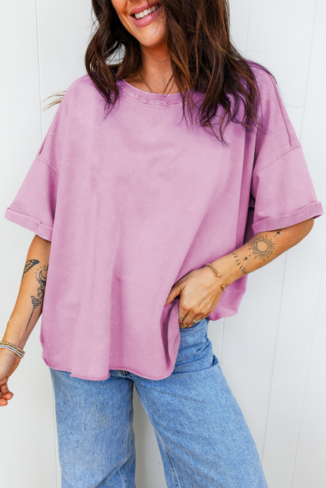 Vintage Purple Oversized Raw Hem Tee