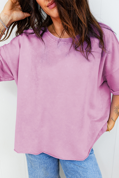 Vintage Purple Oversized Raw Hem Tee