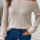  Soft Horizon One-Shoulder Waffle Top