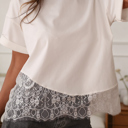  Ivory Whisper Lace Hem Top