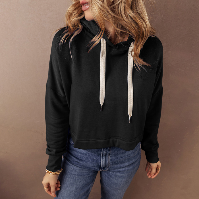 Cozy Contrast Cropped Hoodie