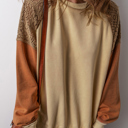 Rust Contrast Lace Sleeve Sweatshirt
