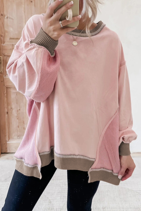 Blush Harmony Waffle Pullover