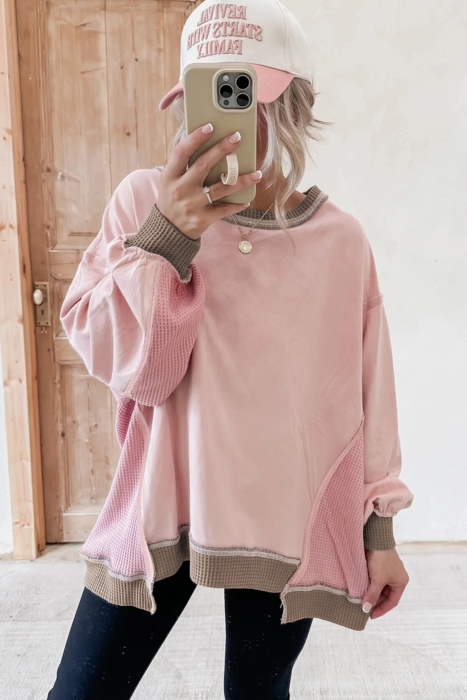 Blush Harmony Waffle Pullover