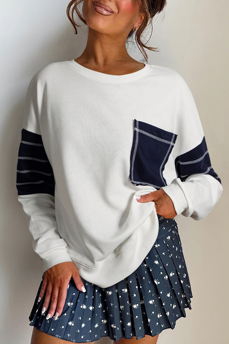 Coastal Stripe Pocket Sweatshirt