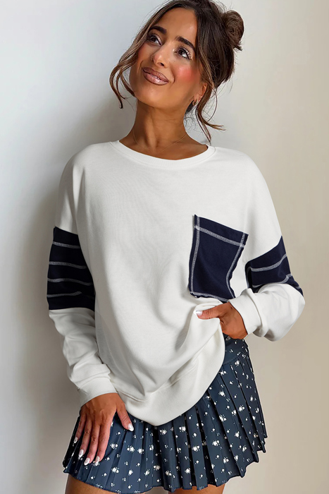 Coastal Stripe Pocket Sweatshirt