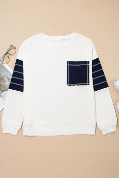 Coastal Stripe Pocket Sweatshirt