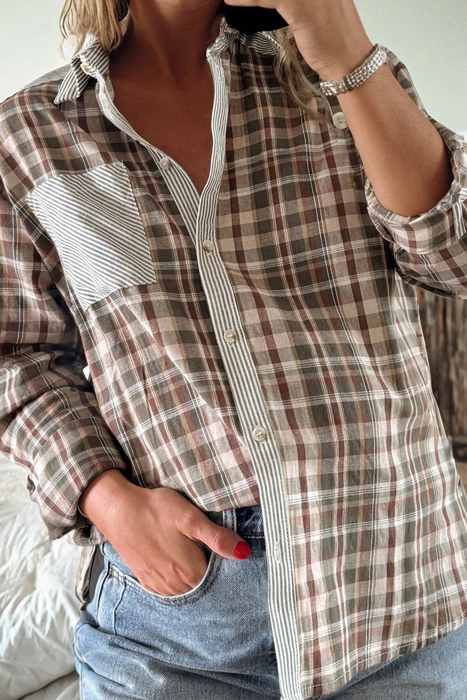 Harvest Haze Patchwork Plaid Shirt