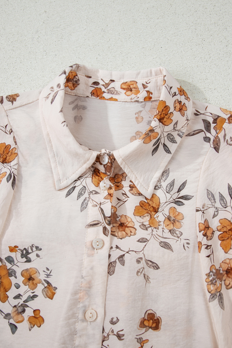 Golden Meadow Bloom Button-Up Blouse