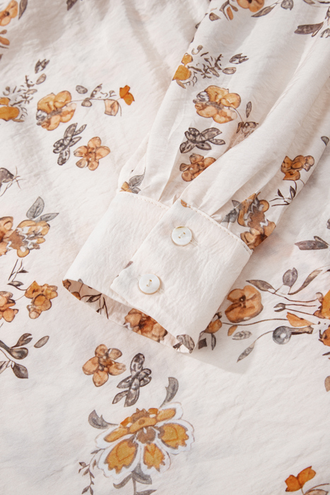 Golden Meadow Bloom Button-Up Blouse