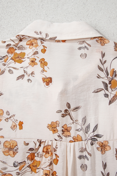 Golden Meadow Bloom Button-Up Blouse
