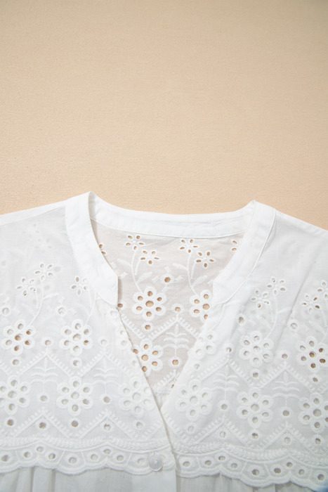 White Eyelet Flutter Blouse
