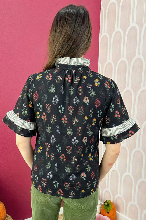 Midnight Wildflower Ruffle Shirt