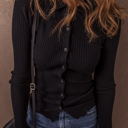 Timeless Noir Ribbed Knit Cardigan