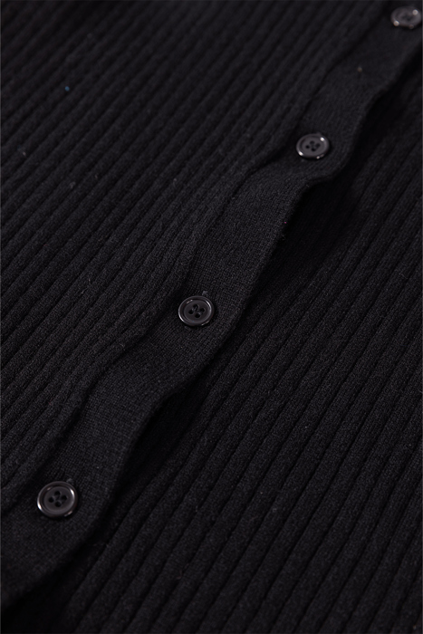 Timeless Noir Ribbed Knit Cardigan