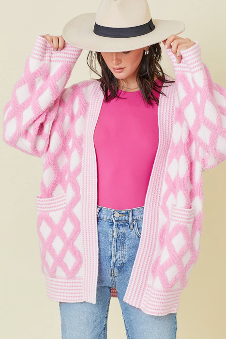 Cotton Candy Lattice Cardigan