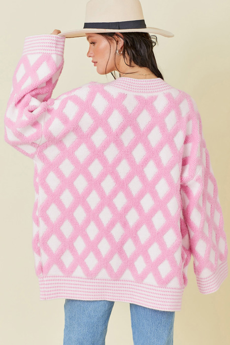 Cotton Candy Lattice Cardigan