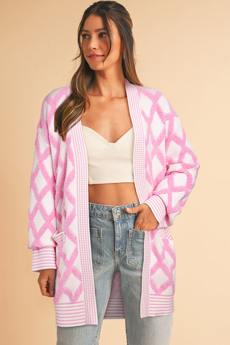 Cotton Candy Lattice Cardigan