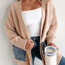  Cozy Contrast Denim Pocket Cardigan