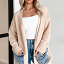  Cozy Contrast Denim Pocket Cardigan