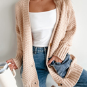  Cozy Contrast Denim Pocket Cardigan