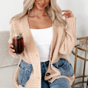  Cozy Contrast Denim Pocket Cardigan