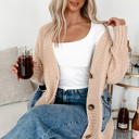  Cozy Contrast Denim Pocket Cardigan