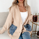  Cozy Contrast Denim Pocket Cardigan