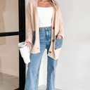  Cozy Contrast Denim Pocket Cardigan