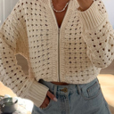  Soft Breeze Crochet Zip Cardigan