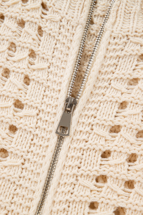 Soft Breeze Crochet Zip Cardigan