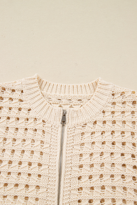 Soft Breeze Crochet Zip Cardigan
