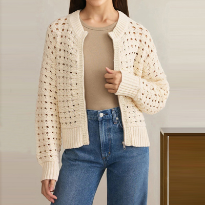 Soft Breeze Crochet Zip Cardigan