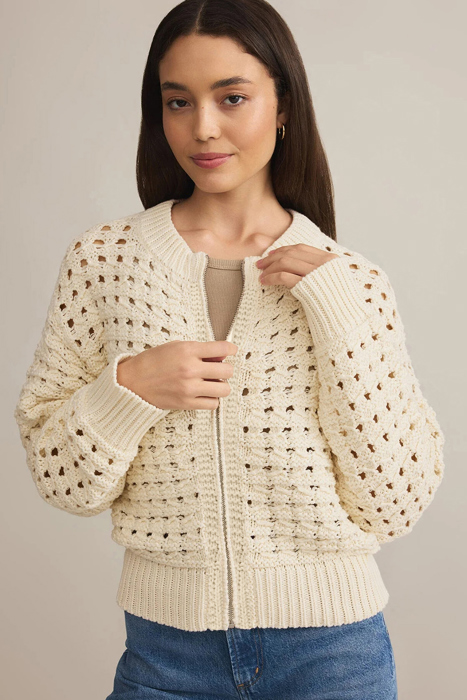 Soft Breeze Crochet Zip Cardigan