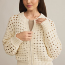  Soft Breeze Crochet Zip Cardigan