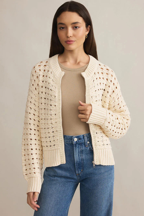 Soft Breeze Crochet Zip Cardigan