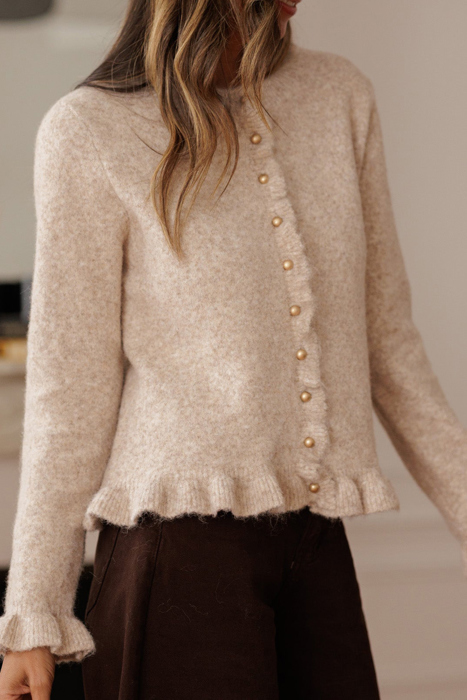 Velvet Pearl Ruffle Cardigan