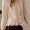  Velvet Pearl Ruffle Cardigan