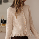  Velvet Pearl Ruffle Cardigan