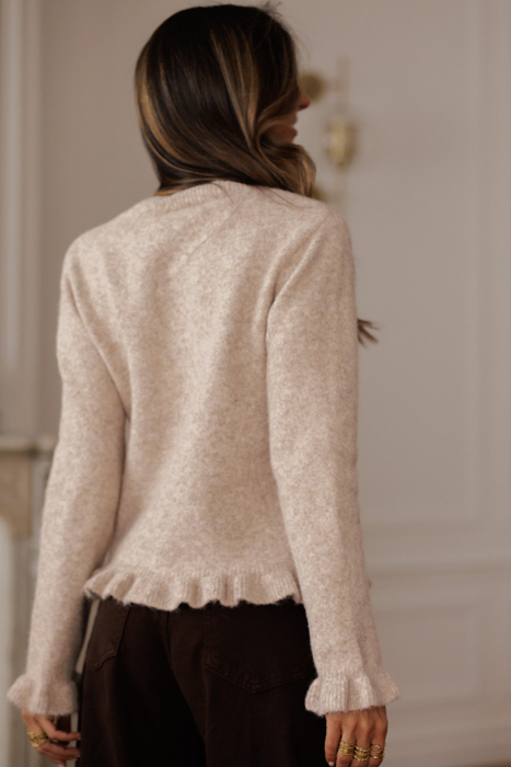 Velvet Pearl Ruffle Cardigan
