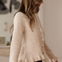  Velvet Pearl Ruffle Cardigan